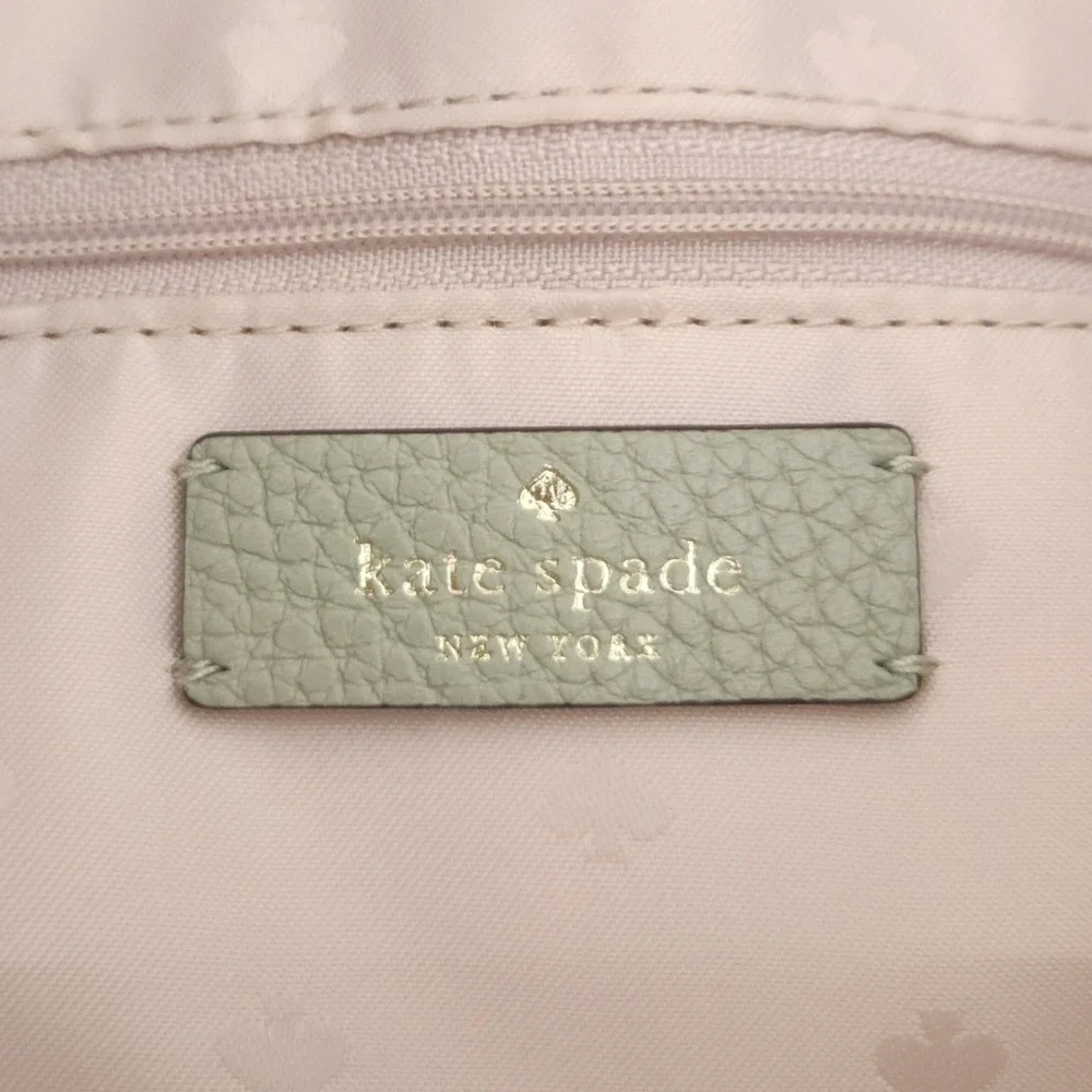 Kate Spade Mint Green Liela Pebbled Leather Triple Compartment Tote